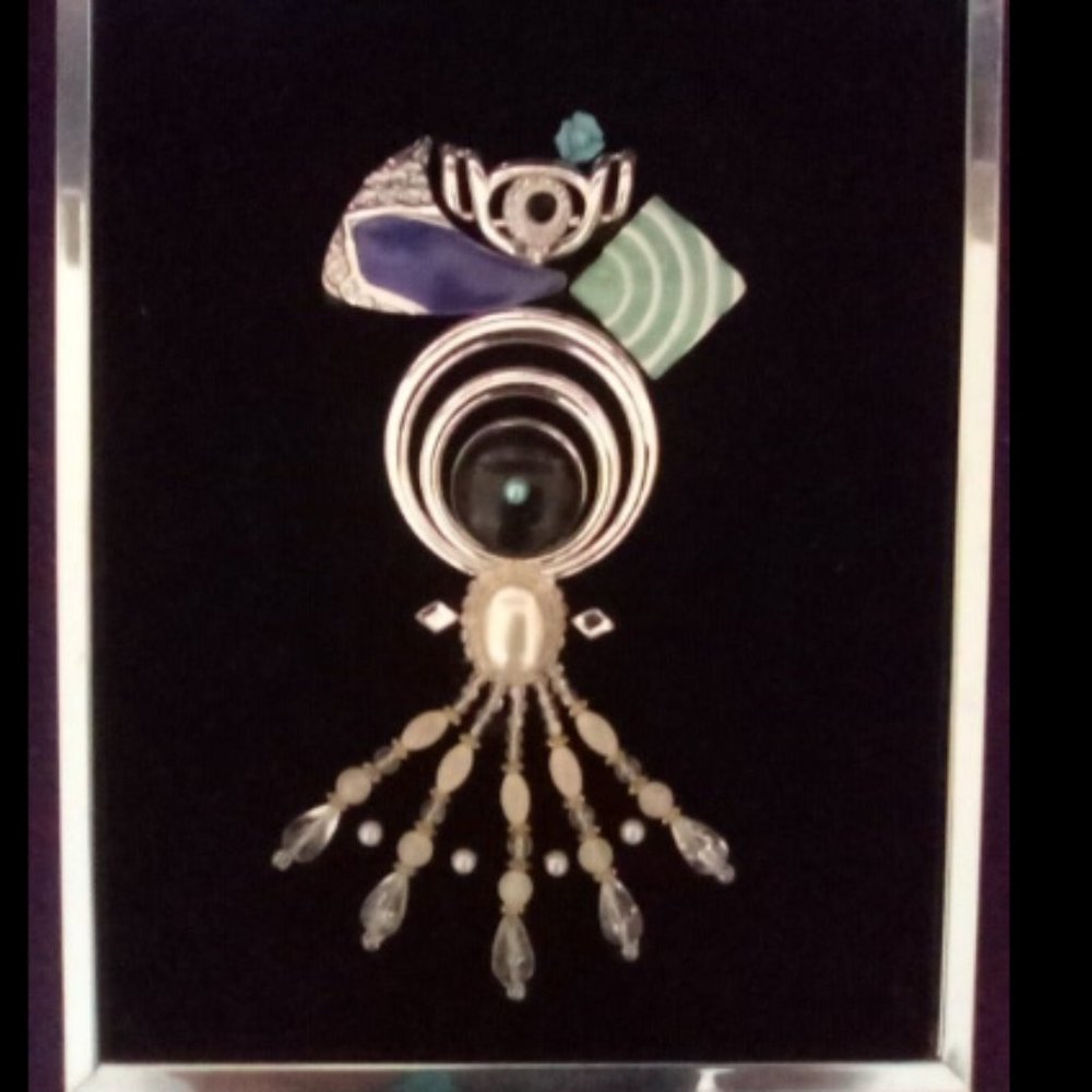 Beautiful Vintage Framed  Jewelry Art~One of a Kind~